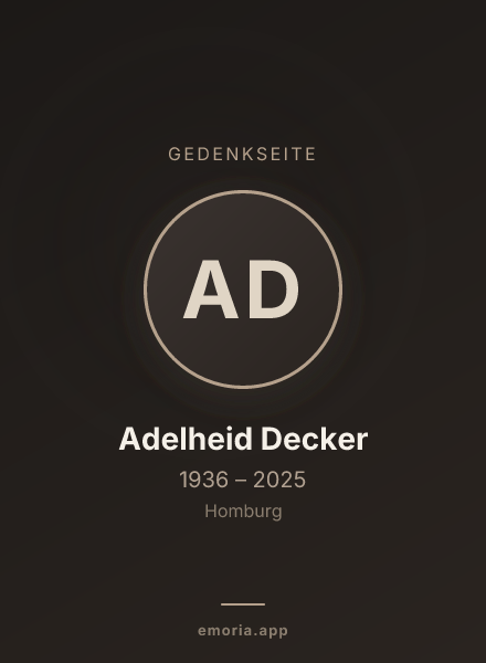 Gedenkportrait von Adelheid Decker