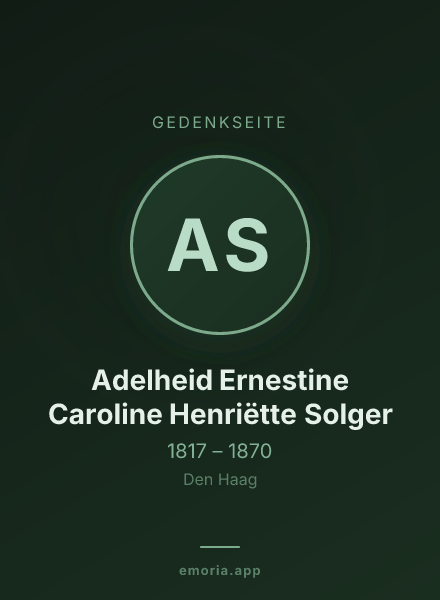 Gedenkportrait von Adelheid Ernestine Caroline Henriëtte Solger