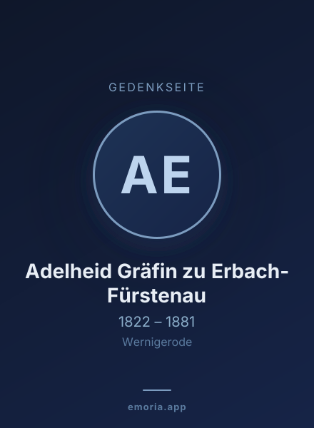 Gedenkportrait von Adelheid Gräfin zu Erbach-Fürstenau
