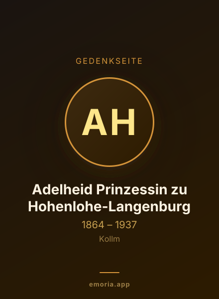 Gedenkportrait von Adelheid Prinzessin zu Hohenlohe-Langenburg
