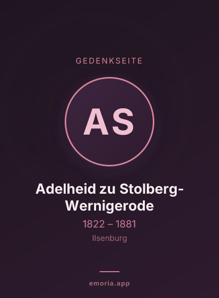 Gedenkportrait von Adelheid zu Stolberg-Wernigerode