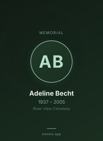 Memorial portrait of Adeline Becht