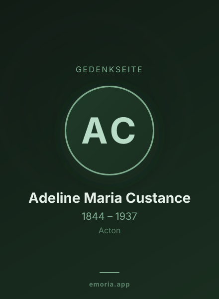 Gedenkportrait von Adeline Maria Custance