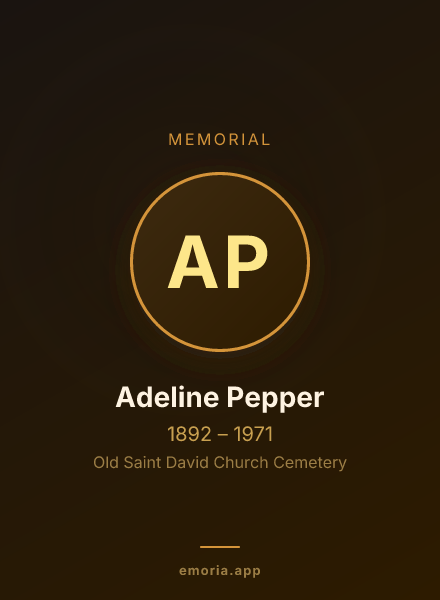 Memorial portrait of Adeline Pepper