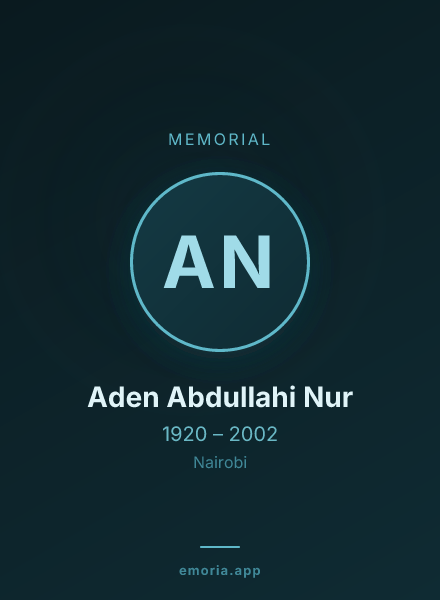 Memorial portrait of Aden Abdullahi Nur