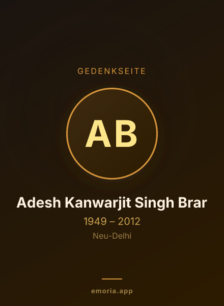 Gedenkportrait von Adesh Kanwarjit Singh Brar