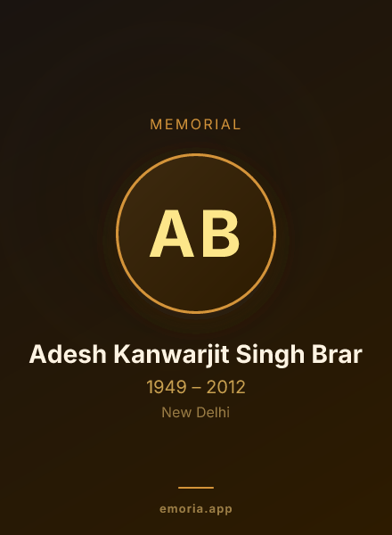 Memorial portrait of Adesh Kanwarjit Singh Brar