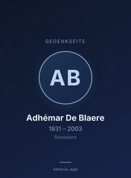 Gedenkportrait von Adhémar De Blaere