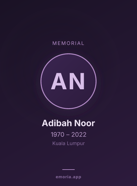 Memorial portrait of Adibah Noor