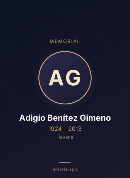 Memorial portrait of Adigio Benítez Gimeno