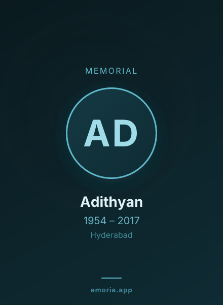 Memorial portrait of Adithyan