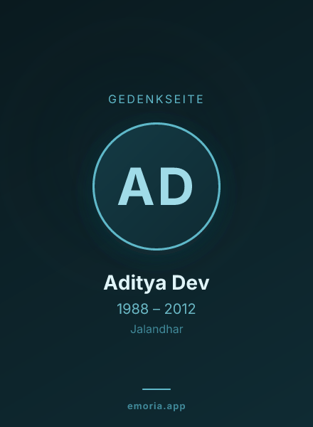 Gedenkportrait von Aditya Dev