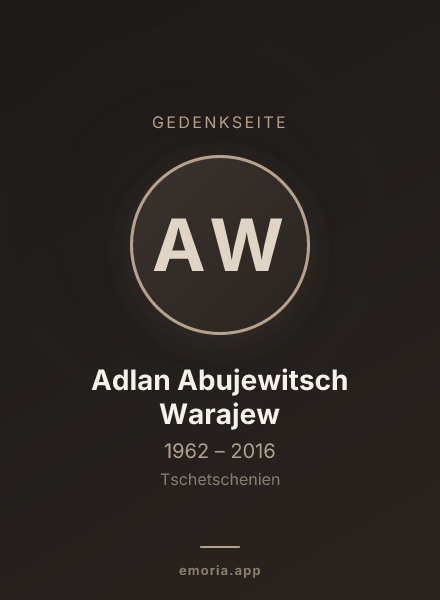 Gedenkportrait von Adlan Abujewitsch Warajew