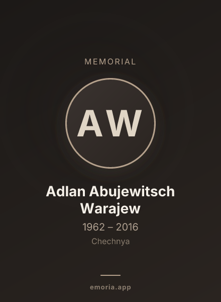 Memorial portrait of Adlan Abujewitsch Warajew