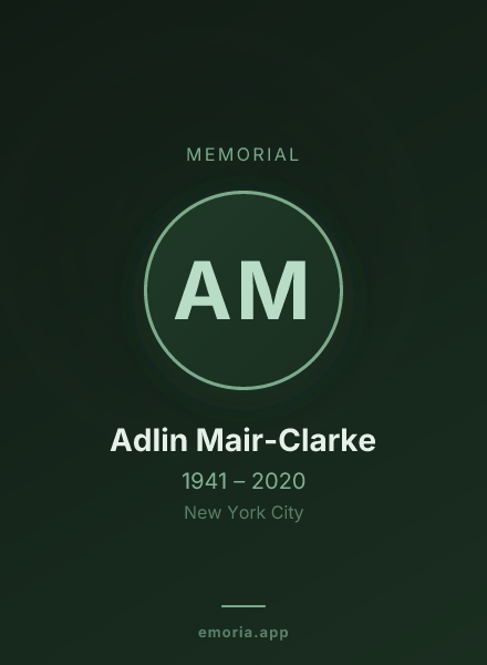 Memorial portrait of Adlin Mair-Clarke