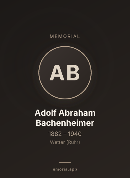 Memorial portrait of Adolf Abraham Bachenheimer