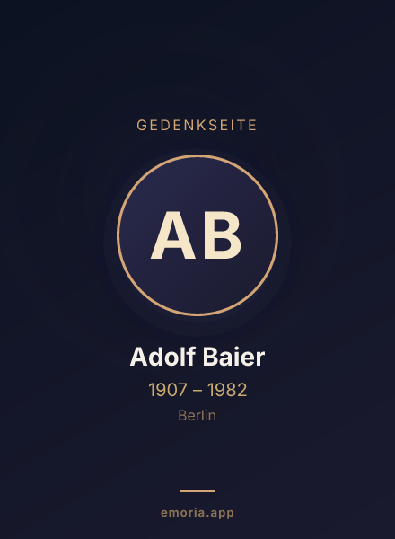 Gedenkportrait von Adolf Baier