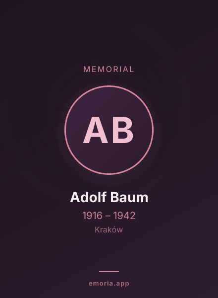 Memorial portrait of Adolf Baum