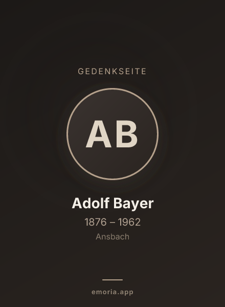 Gedenkportrait von Adolf Bayer