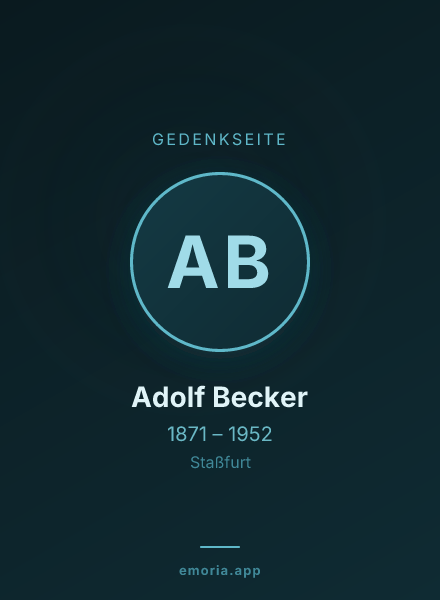 Gedenkportrait von Adolf Becker