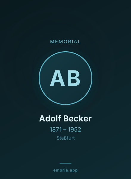 Memorial portrait of Adolf Becker