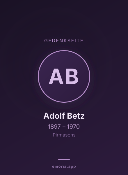 Gedenkportrait von Adolf Betz