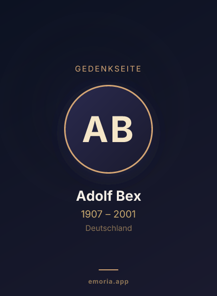 Gedenkportrait von Adolf Bex