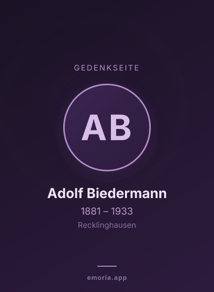 Gedenkportrait von Adolf Biedermann