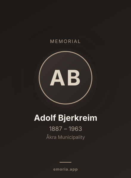 Memorial portrait of Adolf Bjerkreim