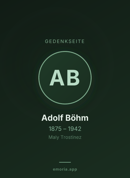 Gedenkportrait von Adolf Böhm