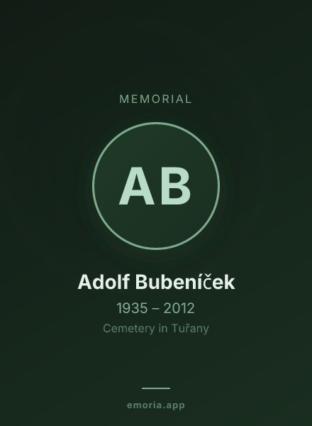 Memorial portrait of Adolf Bubeníček