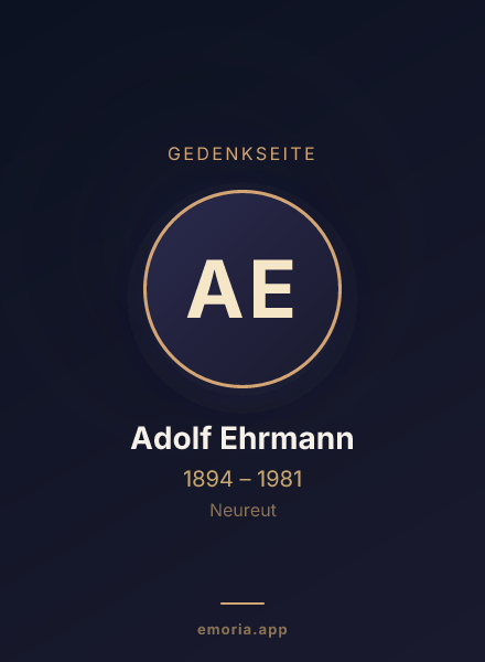 Gedenkportrait von Adolf Ehrmann