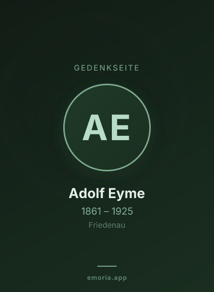Gedenkportrait von Adolf Eyme
