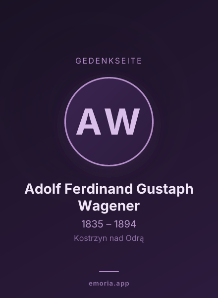 Gedenkportrait von Adolf Ferdinand Gustaph Wagener