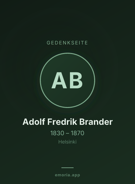 Gedenkportrait von Adolf Fredrik Brander