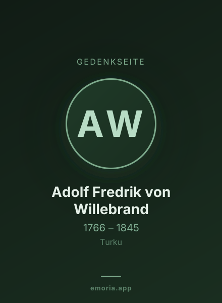 Gedenkportrait von Adolf Fredrik von Willebrand