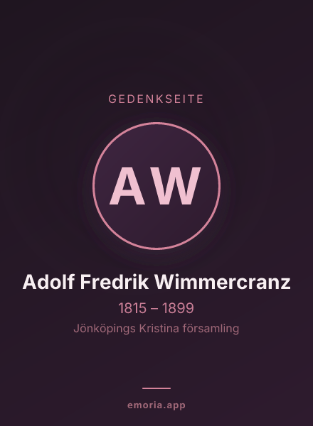 Gedenkportrait von Adolf Fredrik Wimmercranz
