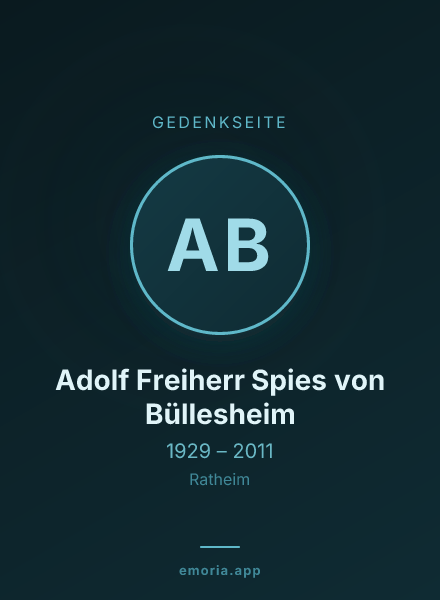 Gedenkportrait von Adolf Freiherr Spies von Büllesheim