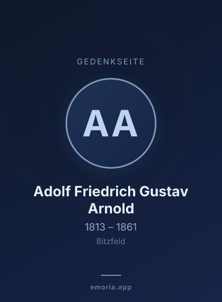 Gedenkportrait von Adolf Friedrich Gustav Arnold