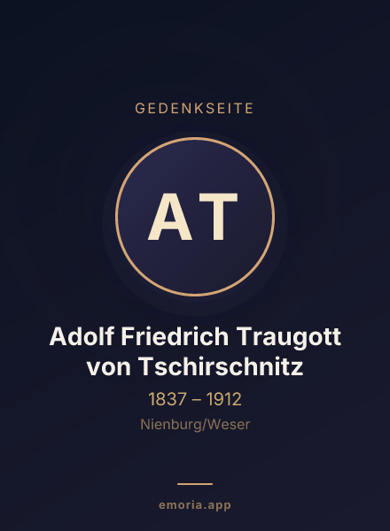 Gedenkportrait von Adolf Friedrich Traugott von Tschirschnitz