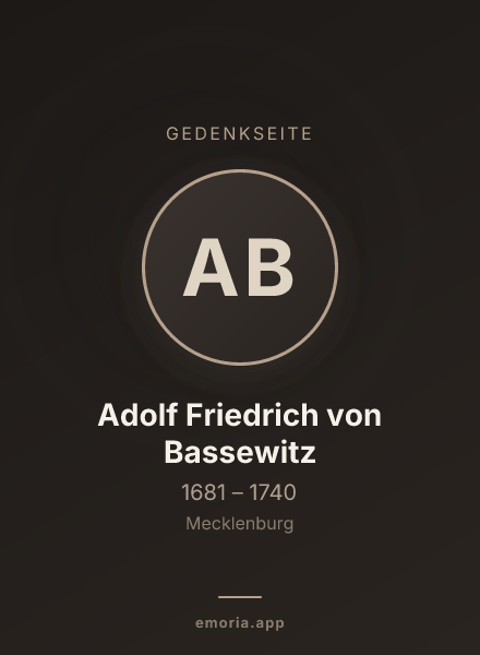 Gedenkportrait von Adolf Friedrich von Bassewitz