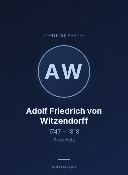 Gedenkportrait von Adolf Friedrich von Witzendorff