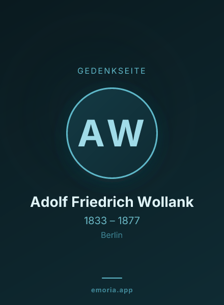 Gedenkportrait von Adolf Friedrich Wollank