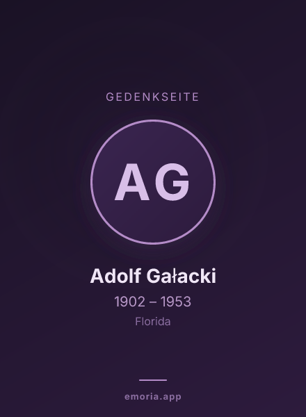 Gedenkportrait von Adolf Gałacki