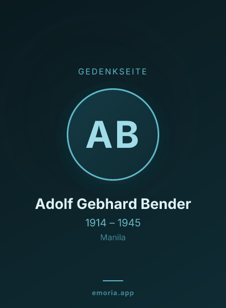 Gedenkportrait von Adolf Gebhard Bender