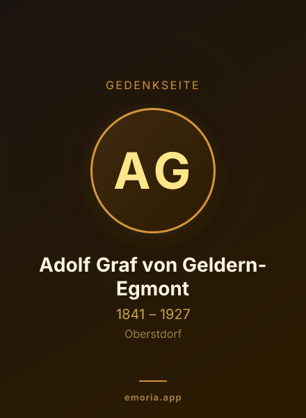 Gedenkportrait von Adolf Graf von Geldern-Egmont