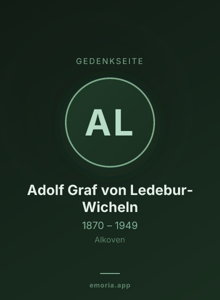 Gedenkportrait von Adolf Graf von Ledebur-Wicheln