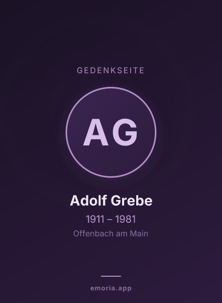 Gedenkportrait von Adolf Grebe