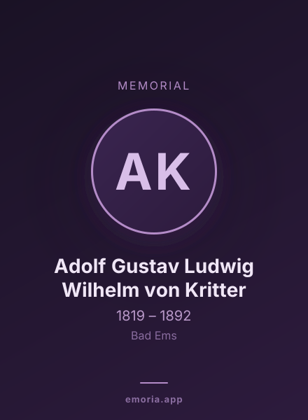 Memorial portrait of Adolf Gustav Ludwig Wilhelm von Kritter