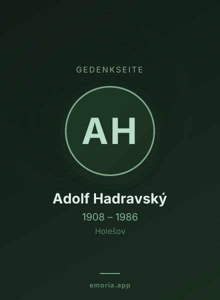 Gedenkportrait von Adolf Hadravský